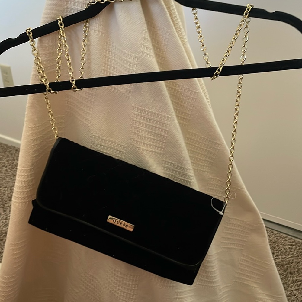 Black velvet shoulder purse..